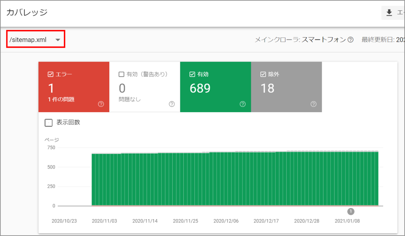 インデックス状況を確認する